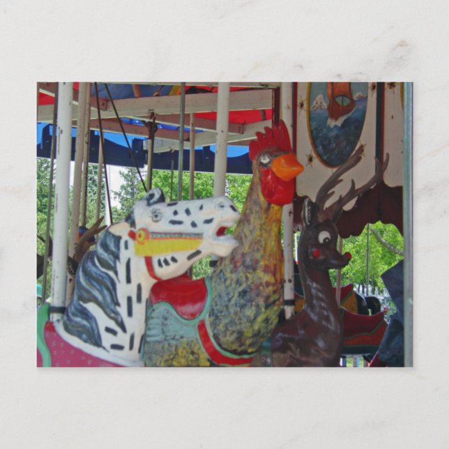 Antike Karusselle Postkarte (Vorderseite)