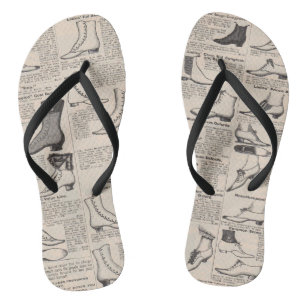 Antike Katalogseite für Damenschuhe Vintage-Druck Flip Flops