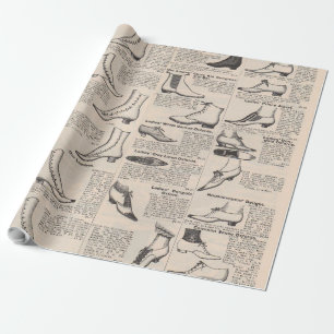 Antike Katalogseite für Damenschuhe, Vintage-Druck Geschenkpapier