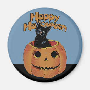 Antike Katze im Jack'o'Lantern Magnet