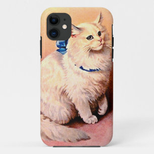 Antike Katze mit blauem Schleif Case-Mate iPhone Hülle