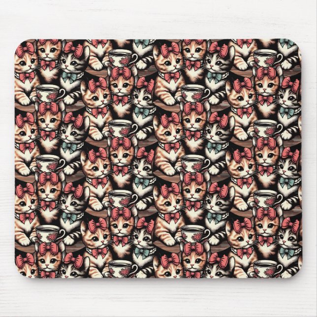Antike Katzen-Teeparty Mousepad (Vorne)