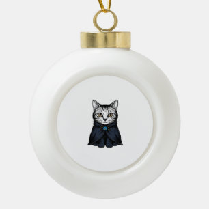 Antike Katzenporträt-Illustration im Gravur-Stil Keramik Kugel-Ornament