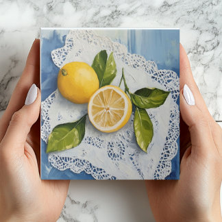 Antike Keramikfliese Lemon Lace Farmhouse Charme