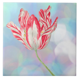 Antike Keramikfliese mit Tulpenmotiv