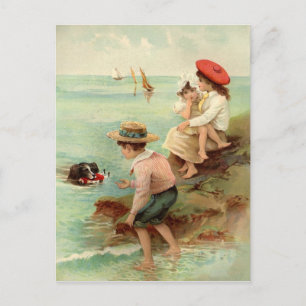 Antike Kinder am Strand Postkarte