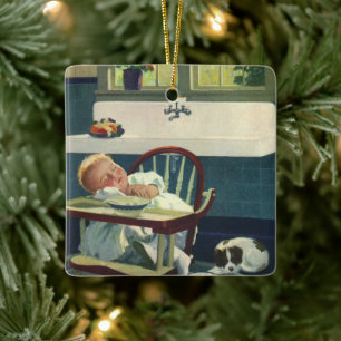 Antike Kinder, Babyschlaf Hochstuhl Küche Keramikornament