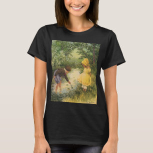 Antike Kinder, Junge und Mädchen spielen am Bach T-Shirt