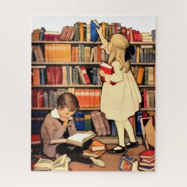 Antike Kinder lesen Bibliotheksbücher Puzzle