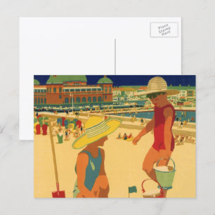 Antike Kinder, Schwestern Familienurlaub am Strand Postkarte