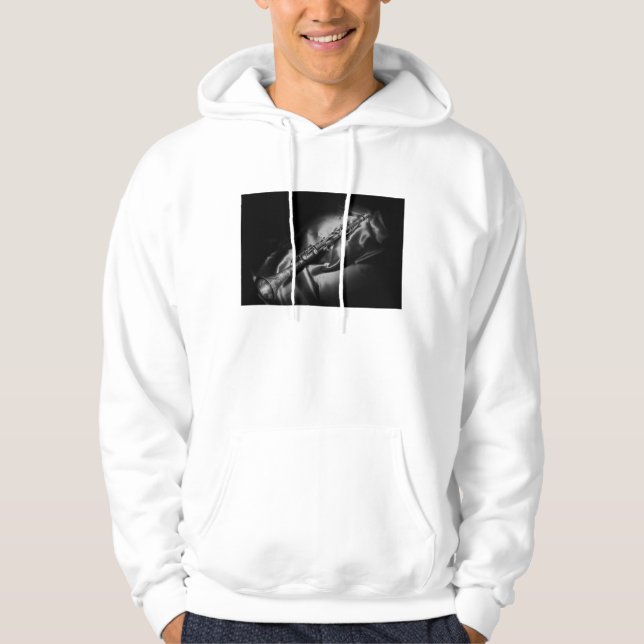 Antike Klarinette Stillleben, B&W Hoodie (Vorderseite)