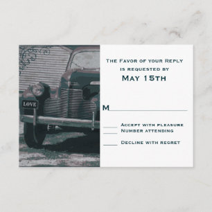 Antike klassische Auto Vintage Hochzeit RSVP Karte