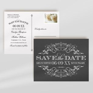 Antike Kohle-Scroll-Ornamentik Hochzeit "Bitte Ter Ankündigungspostkarte
