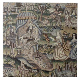 Antike Königin Esther-Tapisserie Stickerei Lila Fliese