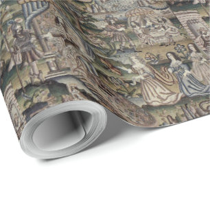 Antike Königin Esther-Tapisserie Stickerei Lila Geschenkpapier