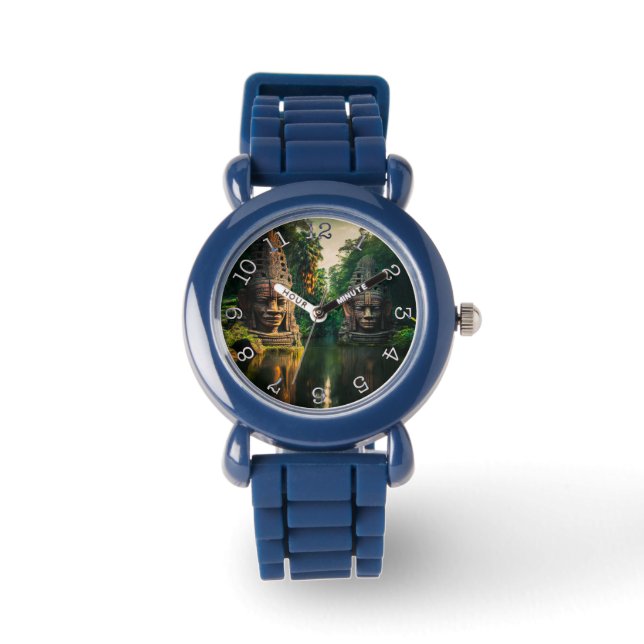 Antike Köpfe - Blende mit schwarzen Zahlen beobach Armbanduhr (Vorderseite)