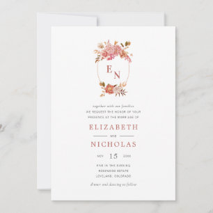 Antike Kranz-Aquarell-Blumenhochzeit Einladung