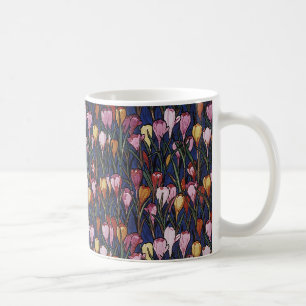 Antike Krokusblumen in einem Garten, Blumenmuster Tasse