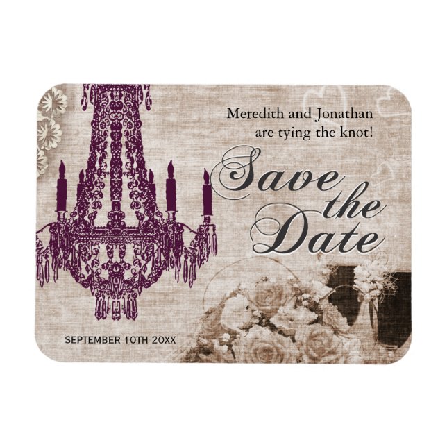 Antike Kronleuchter Save the Date Magnete (Horizontal)