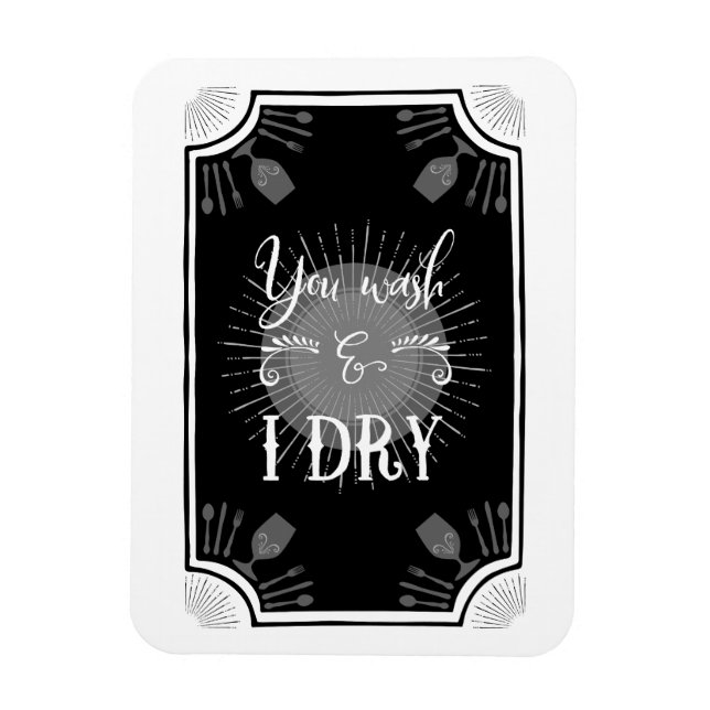 Antike Küche Zeichen - Sie waschen & trocknen Magnet (Vertikal)
