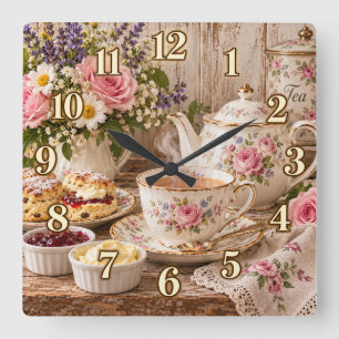 Antike Küchenuhr in Form einer Kaffeetasse Quadratische Wanduhr
