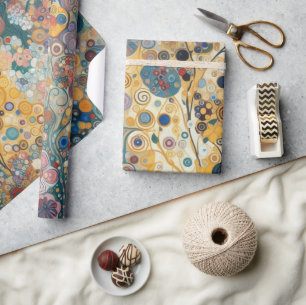 Antike Kunst im Jugendstil, feine Blumenmalerei Geschenkpapier
