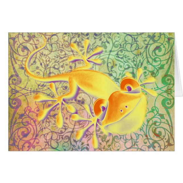 Antike Kunst - Ziermuster + Lächelnder Gecko (Vorderseite (Horizontal))