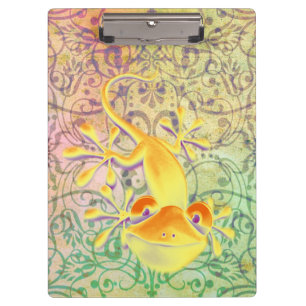 Antike Kunst - Ziermuster + Lächelnder Gecko Klemmbrett