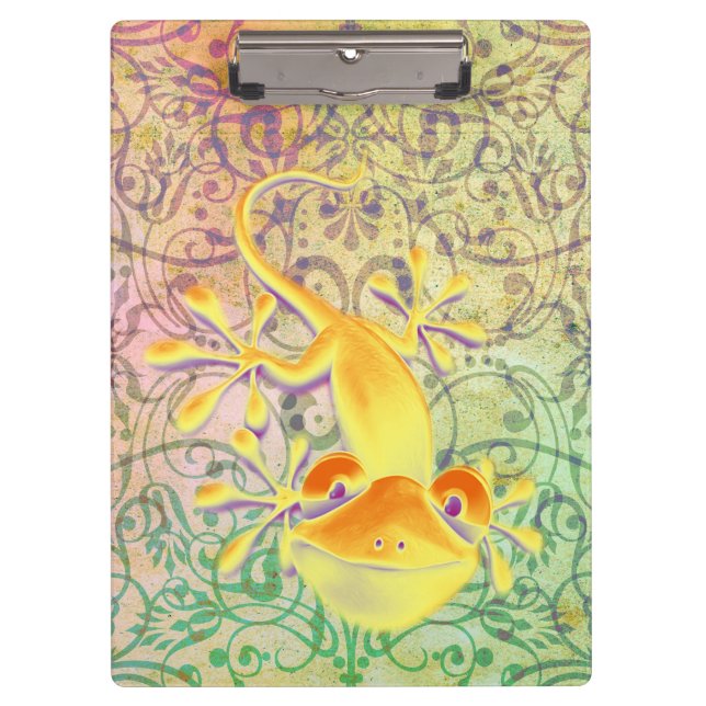 Antike Kunst - Ziermuster + Lächelnder Gecko Klemmbrett (Vorderseite)