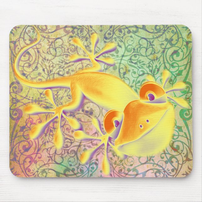 Antike Kunst - Ziermuster + Lächelnder Gecko Mousepad (Vorne)