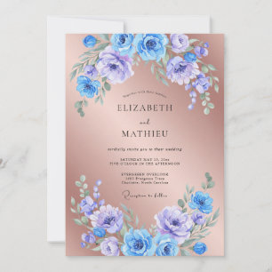 Antike Kupfer-Amethyst-Blüten-Hochzeit Einladung