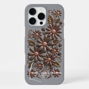 Antike Kupfer-Blumen-Cliparts - Vintage 3D Bronze iPhone 16 Pro Max Hülle