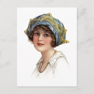 Antike Lady Coronet mit Spitze auf Postkarte