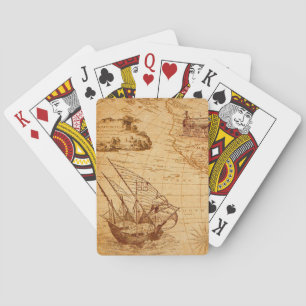 antike Landkarte, Navigation, Reise, Segelschiff Spielkarten