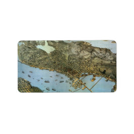 Antike Landkarte Stadt Seattle Washington Adressaufkleber