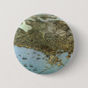 Antike Landkarte Stadt Seattle Washington Button
