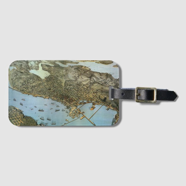 Antike Landkarte Stadt Seattle Washington Gepäckanhänger (Vorderseite (Horizontal))