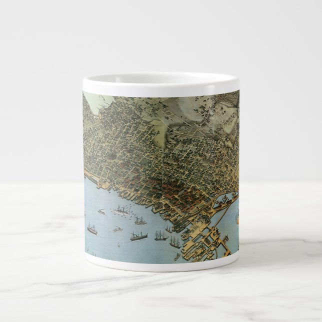 Antike Landkarte Stadt Seattle Washington Jumbo-Tasse (Vorderseite)