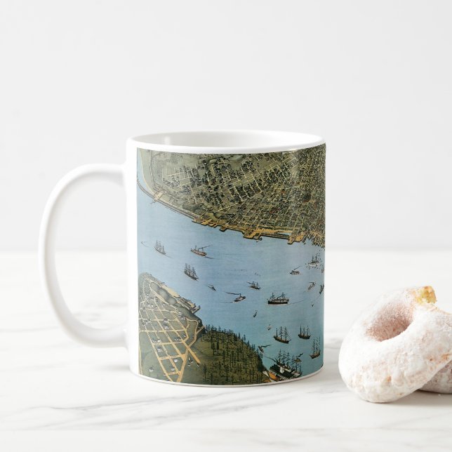 Antike Landkarte Stadt Seattle Washington Kaffeetasse (Mit Donut)