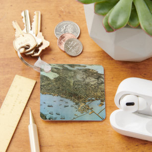 Antike Landkarte Stadt Seattle Washington Schlüsselanhänger