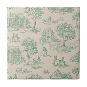 Antike Landschaft im Landhausstil Toile in Salbeig Fliese
