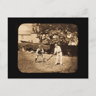Antike Laterna-Magica-Dia Cricket-Spieler Sepia Postkarte