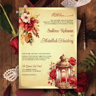 Antike Laterne Rote Blumen Vintage Muslimische Hoc Einladung