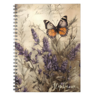 Antike Lavendel-Schmetterlings-Illustration Notizblock