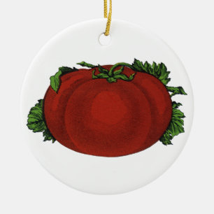 Antike Lebensmittel, reife Tomate, Gemüse und Obst Keramikornament