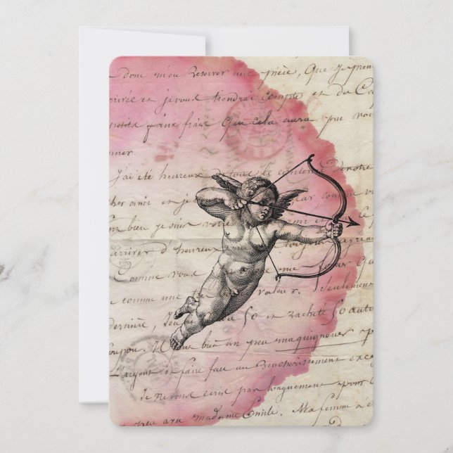 Antike Liebe Letter Cupid Arrow Ephemera Collage Einladung (Vorderseite)