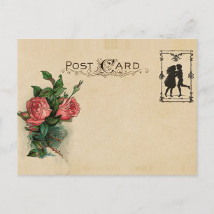 Antike Liebe Romantische Rosen Florale Blumen Fran Postkarte