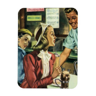 Antike Liebe und Romantik, Dame im Getränkeshop Magnet