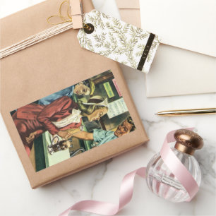 Antike Liebe und Romantik, Dame im Soda-Shop Rechteckiger Aufkleber