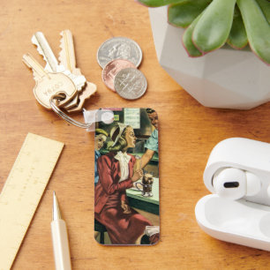 Antike Liebe und Romantik, Dame im Sodashop Schlüsselanhänger